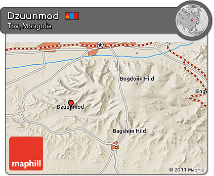 Shaded Relief 3D Map of Dzuunmod