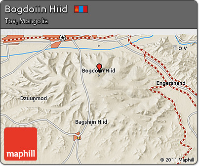 Shaded Relief 3D Map of Bogdoiin Hiid
