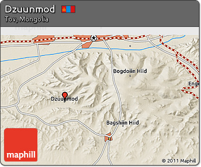 Shaded Relief 3D Map of Dzuunmod