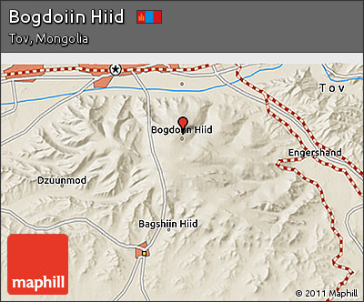Shaded Relief 3D Map of Bogdoiin Hiid