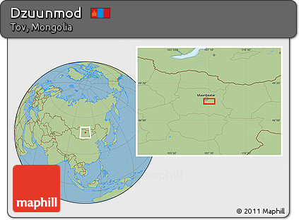Savanna Style Location Map of Dzuunmod