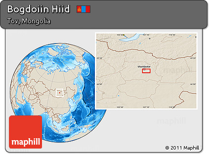 Shaded Relief Location Map of Bogdoiin Hiid