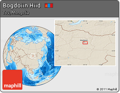 Shaded Relief Location Map of Bogdoiin Hiid