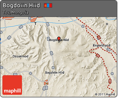 Shaded Relief Map of Bogdoiin Hiid