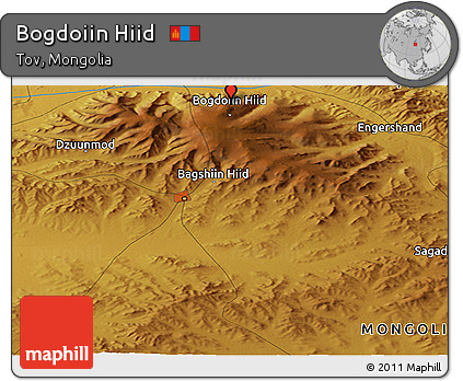 Physical Panoramic Map of Bogdoiin Hiid