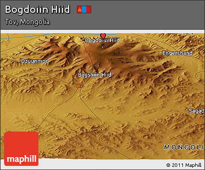 Physical Panoramic Map of Bogdoiin Hiid