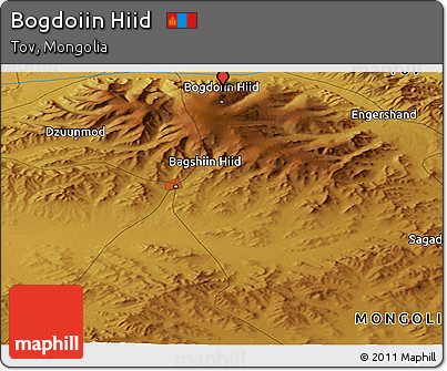 Physical Panoramic Map of Bogdoiin Hiid