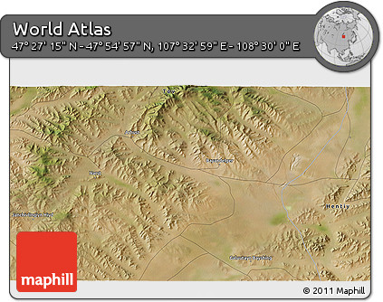 Satellite 3D Map of the Area around 47° 41' 6" N, 108° 1' 30" E