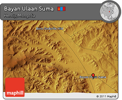 Physical 3D Map of Bayan Ulaan Suma
