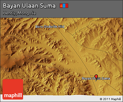 Physical 3D Map of Bayan Ulaan Suma