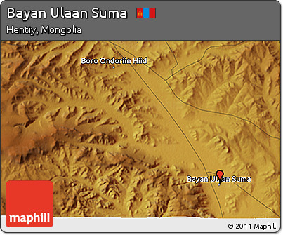 Physical 3D Map of Bayan Ulaan Suma
