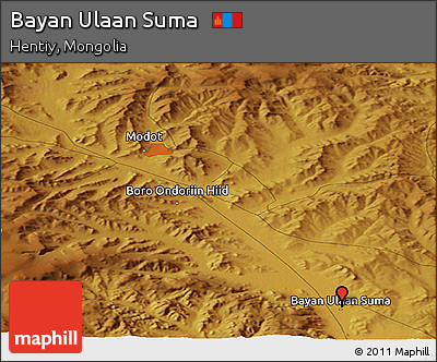 Physical Panoramic Map of Bayan Ulaan Suma