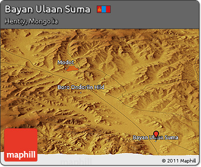 Physical Panoramic Map of Bayan Ulaan Suma