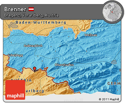 Political 3D Map of Brenner