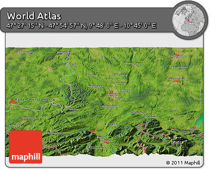 Satellite 3D Map of the Area around 47° 41' 6" N, 10° 16' 30" E