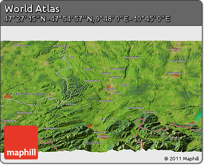 Satellite 3D Map of the Area around 47° 41' 6" N, 10° 16' 30" E