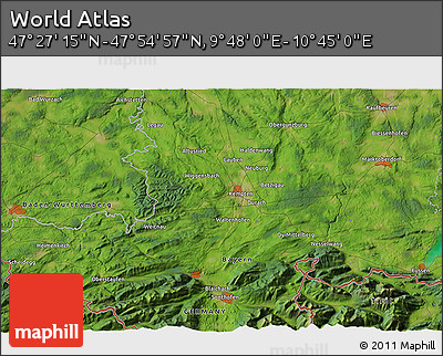 Satellite 3D Map of the Area around 47° 41' 6" N, 10° 16' 30" E
