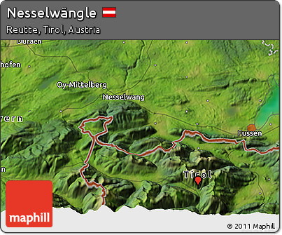 Satellite 3D Map of Nesselwängle