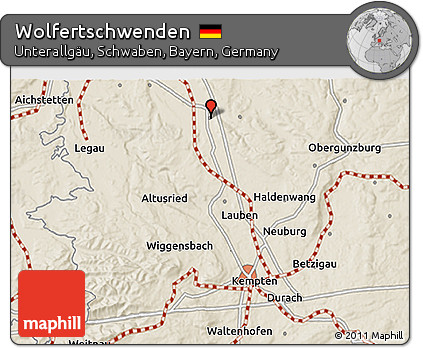 Shaded Relief 3D Map of Wolfertschwenden