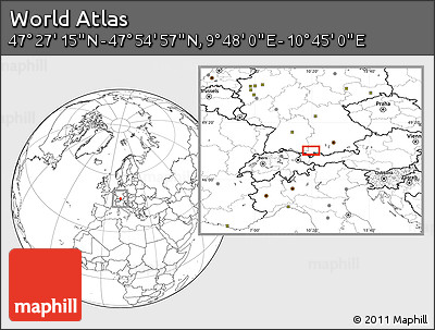 Blank Location Map of the Area around 47° 41' 6" N, 10° 16' 30" E