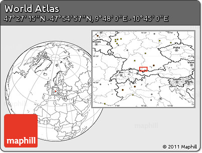 Blank Location Map of the Area around 47° 41' 6" N, 10° 16' 30" E
