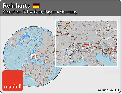 Gray Location Map of Reinharts, hill shading