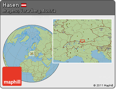 Savanna Style Location Map of Hasen