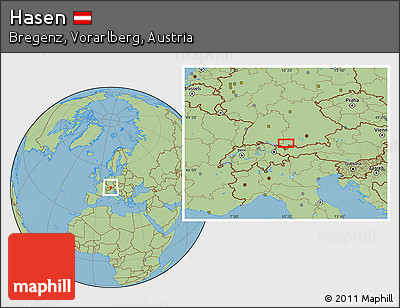 Savanna Style Location Map of Hasen