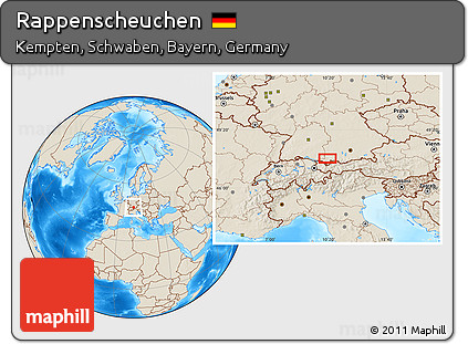 Shaded Relief Location Map of Rappenscheuchen