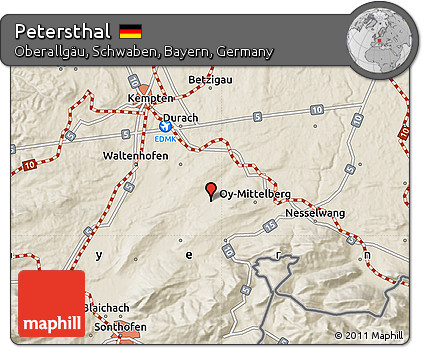 Shaded Relief Map of Petersthal
