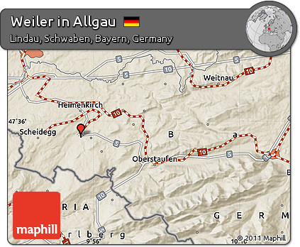 Shaded Relief Map of Weiler In Allgau