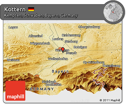 Physical Panoramic Map of Kottern