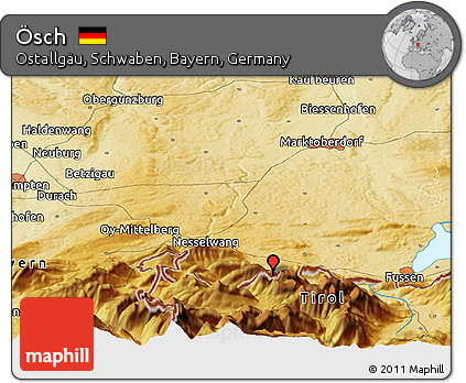Physical Panoramic Map of Ösch
