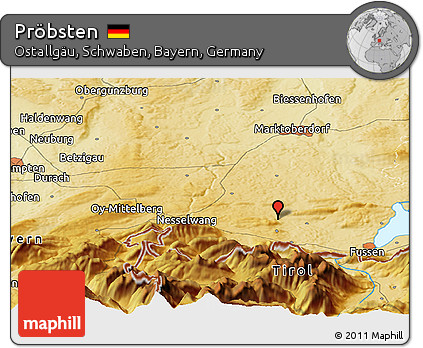 Physical Panoramic Map of Pröbsten