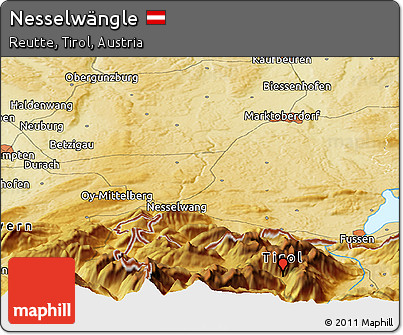 Physical Panoramic Map of Nesselwängle