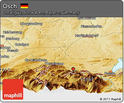 Physical Panoramic Map of Ösch