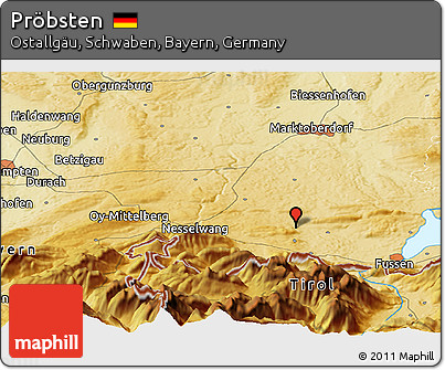Physical Panoramic Map of Pröbsten