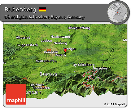 Satellite Panoramic Map of Bubenberg