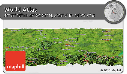 Satellite Panoramic Map of the Area around 47° 41' 6" N, 10° 16' 30" E