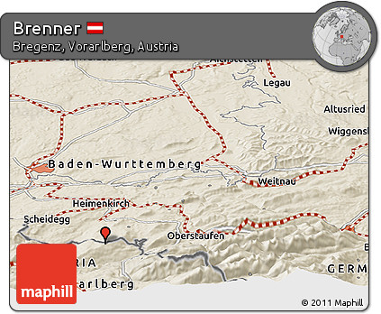 Shaded Relief Panoramic Map of Brenner