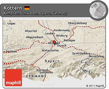 Shaded Relief Panoramic Map of Kottern