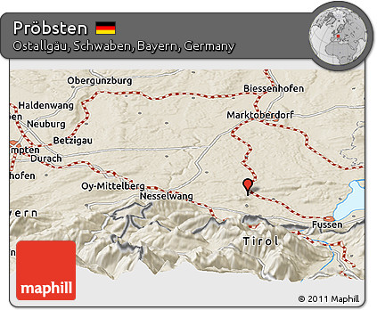 Shaded Relief Panoramic Map of Pröbsten