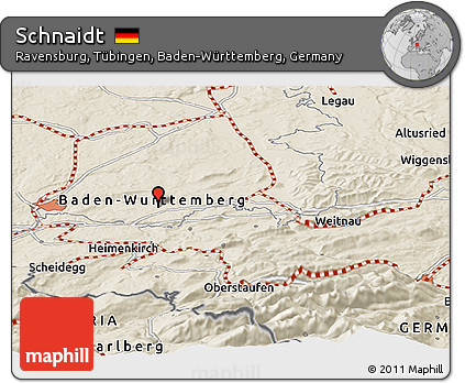Shaded Relief Panoramic Map of Schnaidt