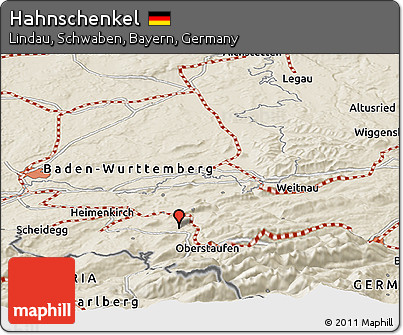 Shaded Relief Panoramic Map of Hahnschenkel
