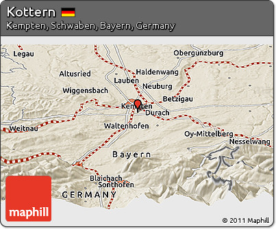 Shaded Relief Panoramic Map of Kottern