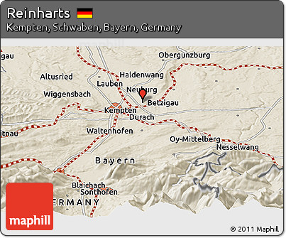 Shaded Relief Panoramic Map of Reinharts