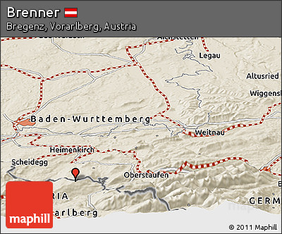 Shaded Relief Panoramic Map of Brenner