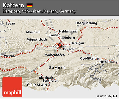 Shaded Relief Panoramic Map of Kottern