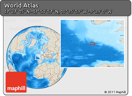 Shaded Relief Location Map of the Area around 47° 41' 6" N, 10° 7' 30" W