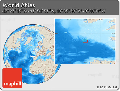Shaded Relief Location Map of the Area around 47° 41' 6" N, 10° 7' 30" W